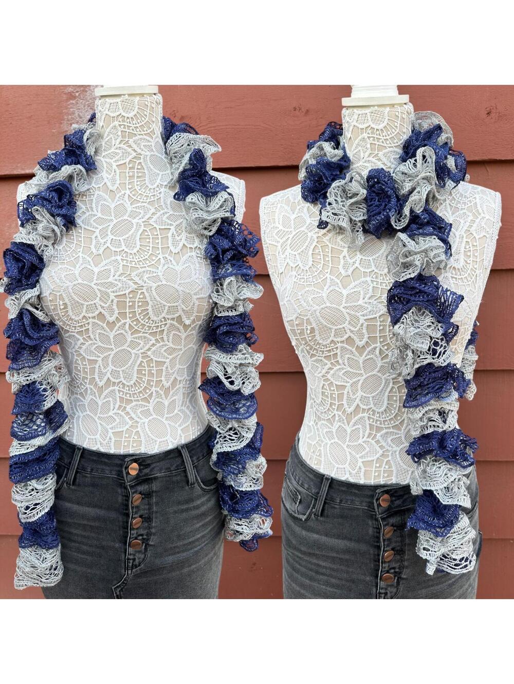 Midnight Mist Ruffle Boa Scarf
